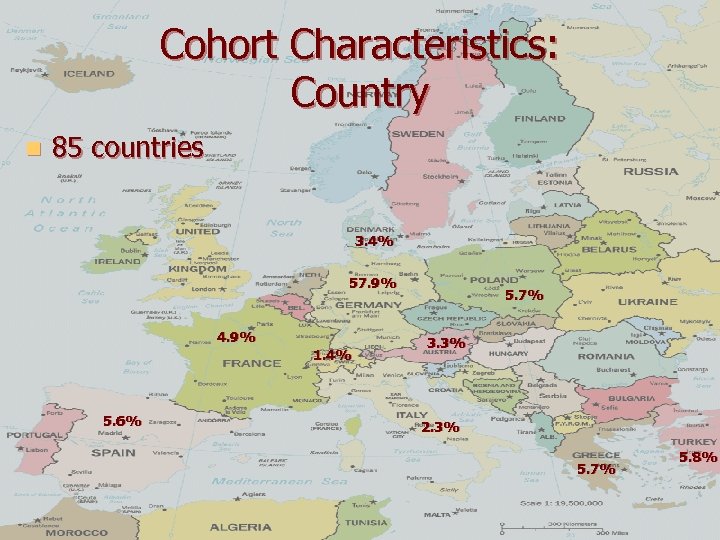 Cohort Characteristics: Country n 85 countries 3. 4% 57. 9% 4. 9% 1. 4%