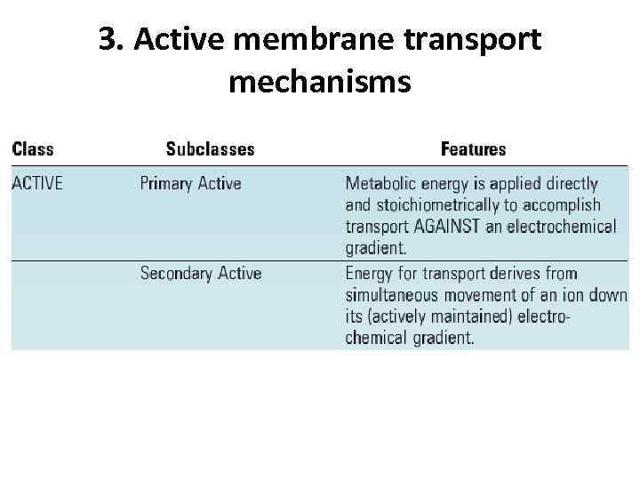 3. Active membrane transport mechanisms 