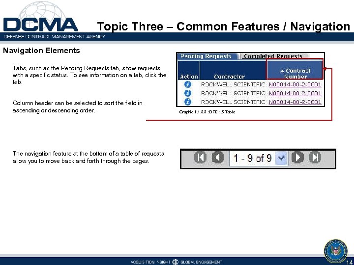 Topic Three – Common Features / Navigation Elements Tabs, such as the Pending Requests