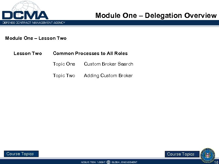 Module One – Delegation Overview Module One – Lesson Two Common Processes to All