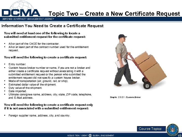 Topic Two – Create a New Certificate Request Information You Need to Create a