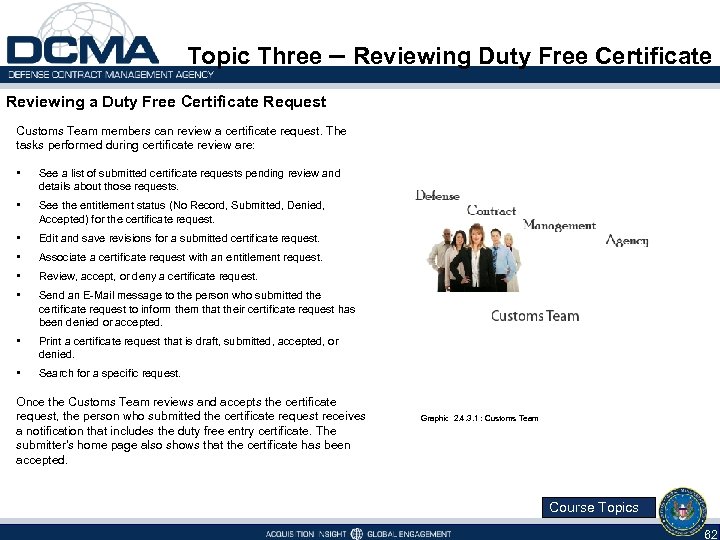 Topic Three – Reviewing Duty Free Certificate Reviewing a Duty Free Certificate Request Customs