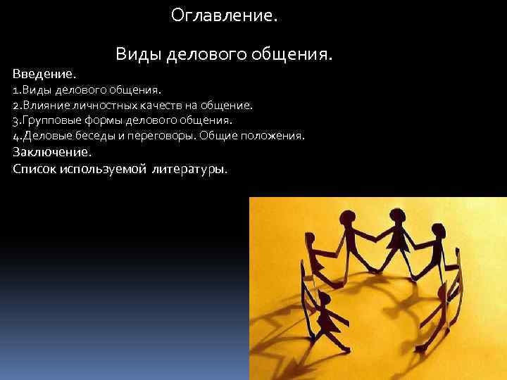 Оглавление. Введение. Виды делового общения. 1. Виды делового общения. 2. Влияние личностных качеств на