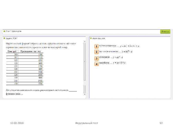 1 2 3 4 12. 02. 2018 Федеральный тест 92 