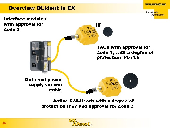 Overview BLident in EX Interface modules with approval for Zone 2 HF TAGs with