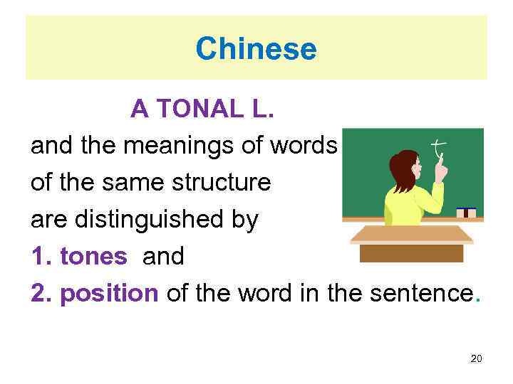 Chinese A TONAL L. and the meanings of words of the same structure are