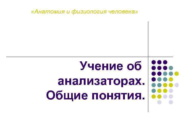  «Анатомия и физиология человека» Учение об анализаторах. Общие понятия. 