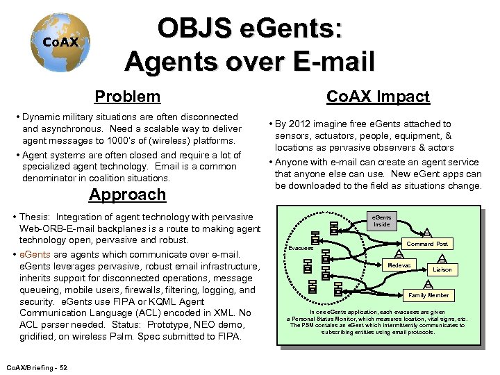 Co. AX OBJS e. Gents: Agents over E-mail Problem • Dynamic military situations are