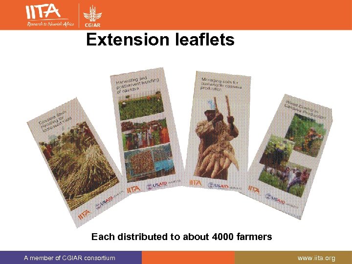 Extension leaflets Each distributed to about 4000 farmers A member of CGIAR consortium www.