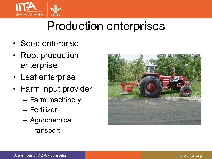 Production enterprises • Seed enterprise • Root production enterprise • Leaf enterprise • Farm