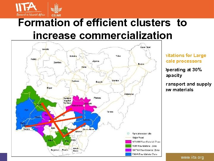 Formation of efficient clusters to increase commercialization Limitations for Large scale processors § Operating