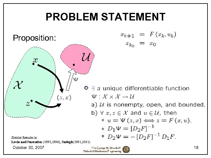 PROBLEM STATEMENT Proposition: Similar Results in: Levin and Narendra (1993, 1996), Sadegh(1991, 2001) October