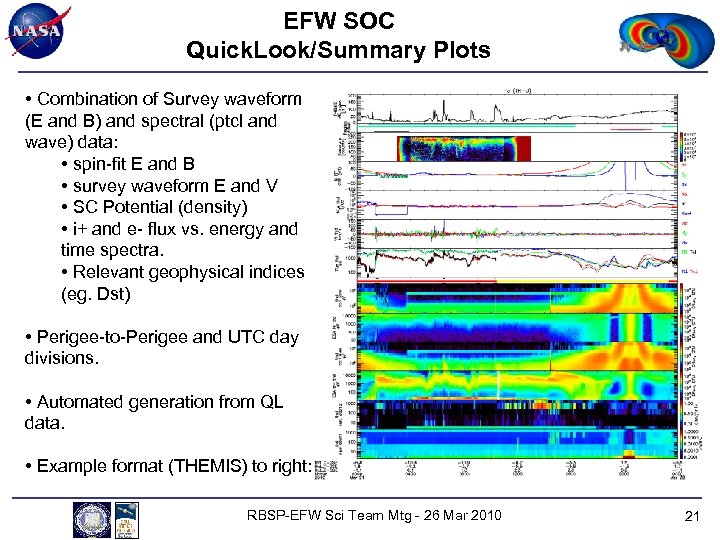 EFW SOC Quick. Look/Summary Plots • Combination of Survey waveform (E and B) and