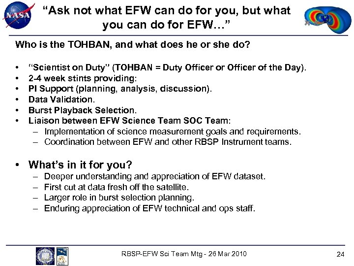 “Ask not what EFW can do for you, but what you can do for