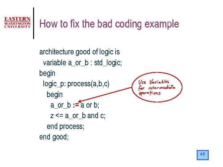 How to fix the bad coding example architecture good of logic is variable a_or_b