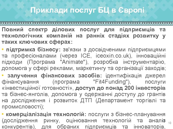 Приклади послуг БЦ в Європі Повний спектр ділових послуг для підприємців та технологічних компаній