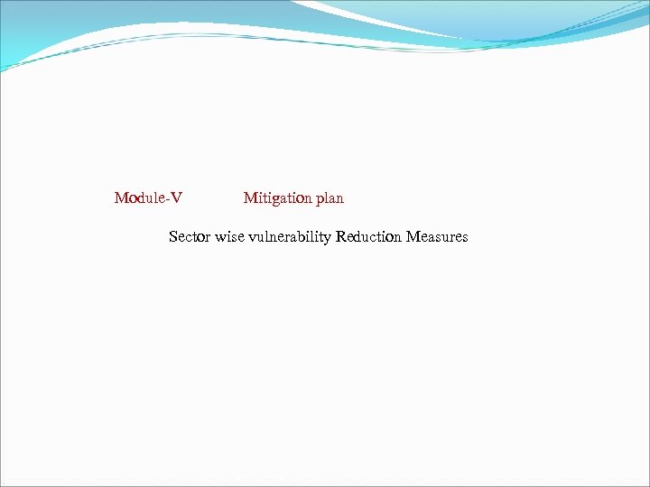 Module-V Mitigation plan Sector wise vulnerability Reduction Measures 