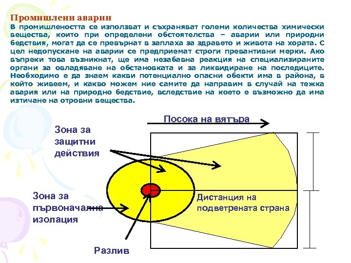 Промишлени аварии В промишлеността се използват и съхраняват големи количества химически вещества, които при