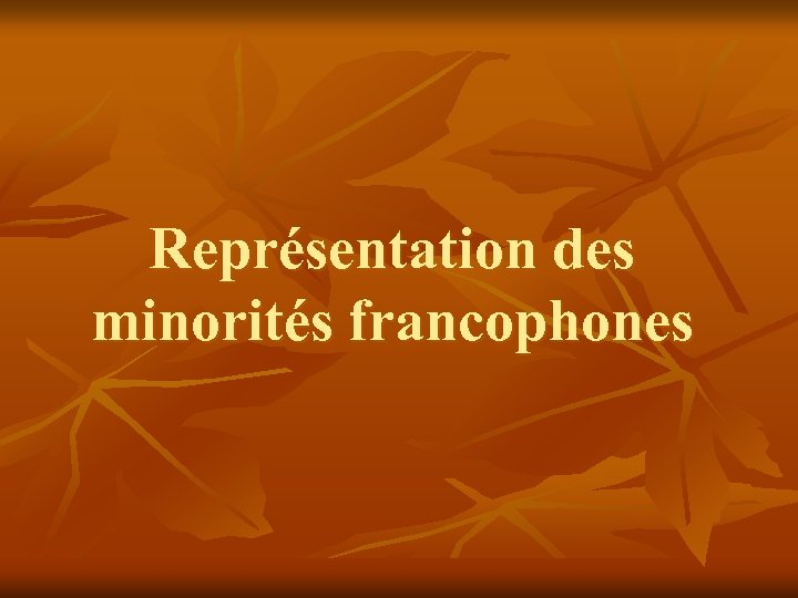Représentation des minorités francophones 