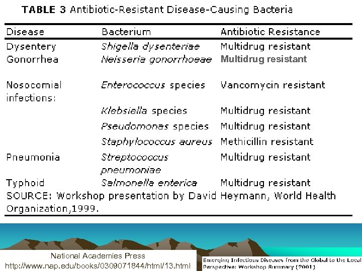 Multidrug resistant National Academies Press http: //www. nap. edu/books/0309071844/html/13. html 