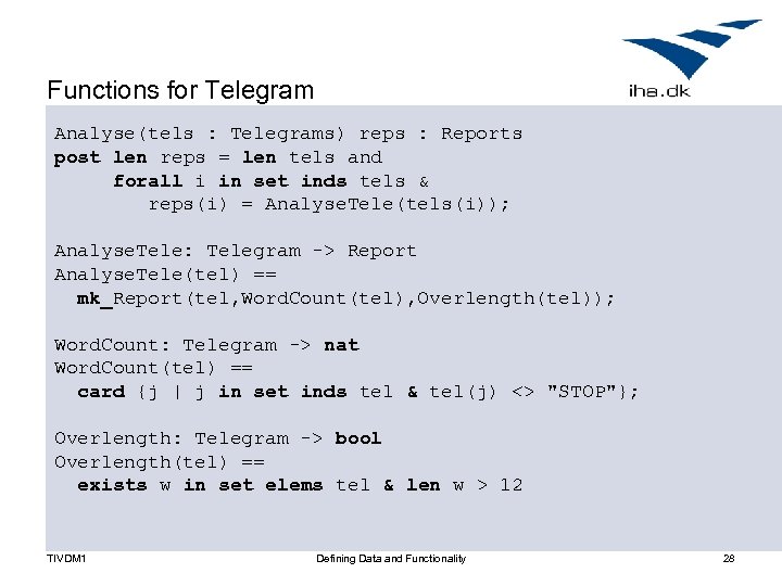 Functions for Telegram Analyse(tels : Telegrams) reps : Reports post len reps = len