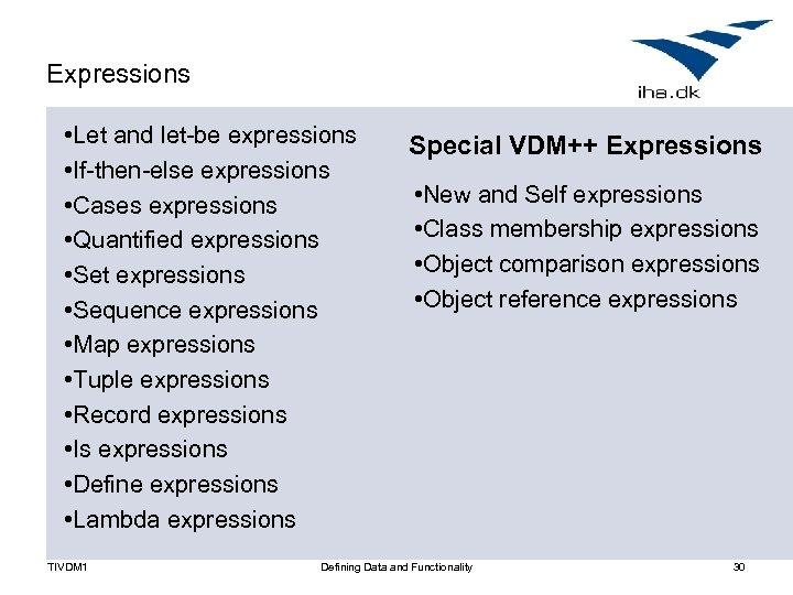 Expressions • Let and let-be expressions • If-then-else expressions • Cases expressions • Quantified