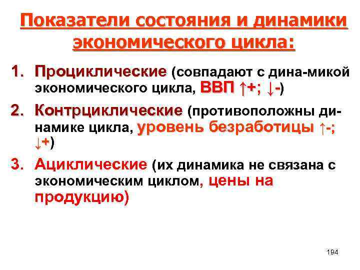 Показатели циклов. Ациклические показатели экономического цикла. Проциклические контрциклические и ациклические показатели. Проциклические и контрциклические показатели в экономике. Ациклические параметры экономического цикла.