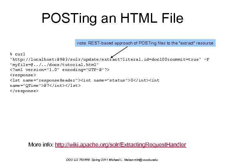 POSTing an HTML File note: REST-based approach of POSTing files to the "extract" resource