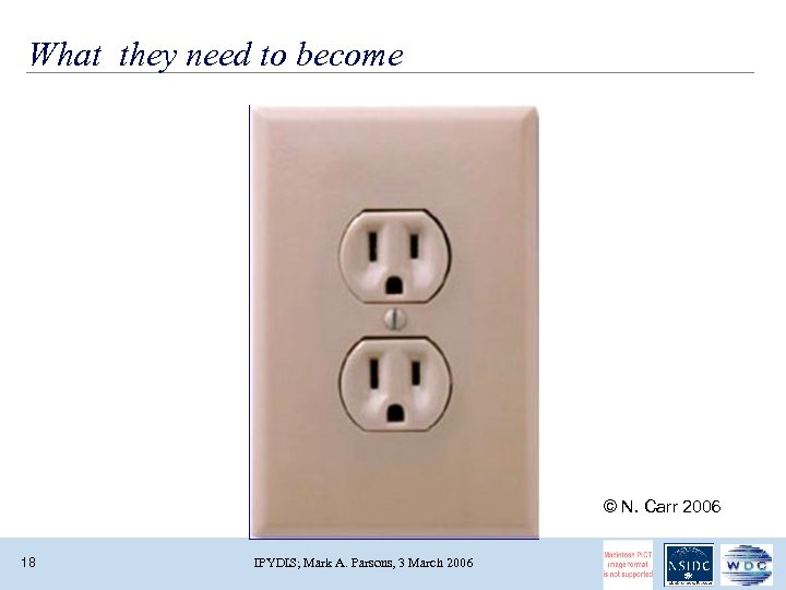 What they need to become © N. Carr 2006 18 IPYDIS; Mark A. Parsons,