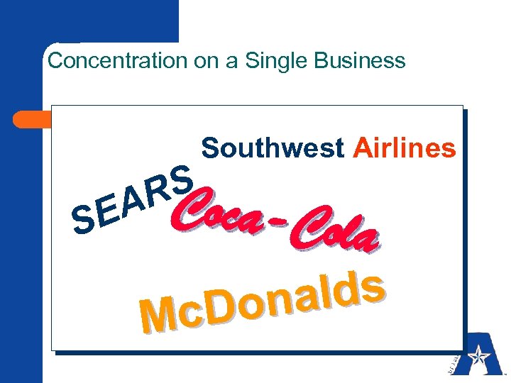 Concentration on a Single Business S R EA S Southwest Airlines Coca-Col a lds