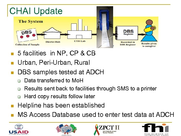 CHAI Update n n n 5 facilities in NP, CP & CB Urban, Peri-Urban,