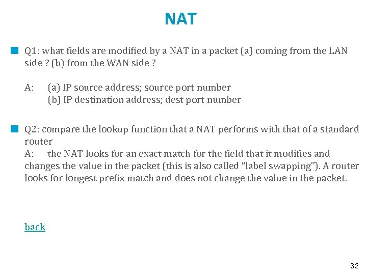 NAT Q 1: what fields are modified by a NAT in a packet (a)