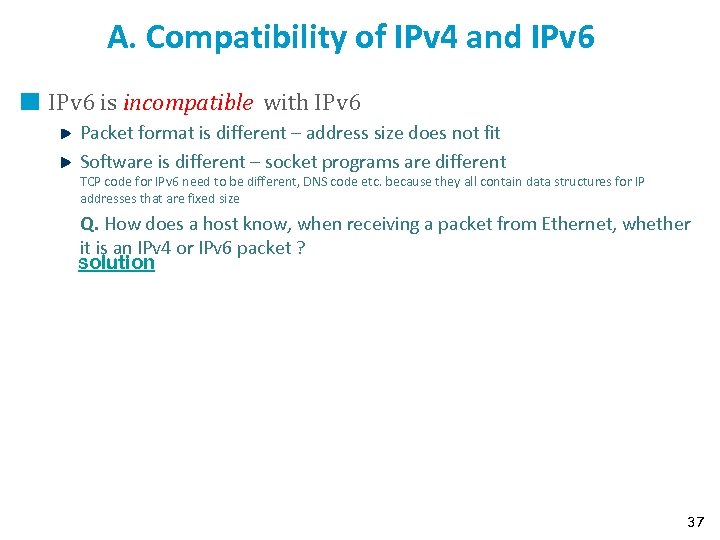 A. Compatibility of IPv 4 and IPv 6 is incompatible with IPv 6 Packet