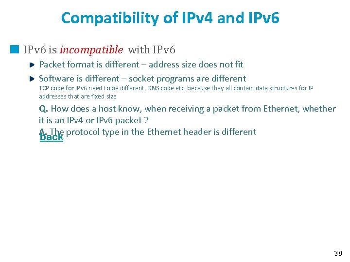 Compatibility of IPv 4 and IPv 6 is incompatible with IPv 6 Packet format