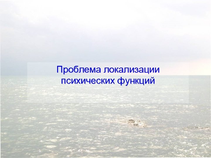 Проблема локализации психических функций 