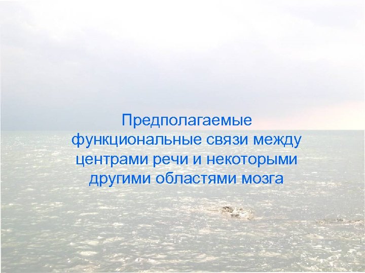 Предполагаемые функциональные связи между центрами речи и некоторыми другими областями мозга 