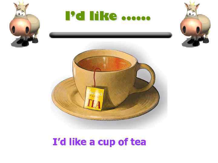 I’d like. . . I’d like a cup of tea 
