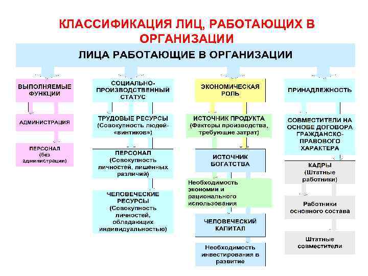 КЛАССИФИКАЦИЯ ЛИЦ, РАБОТАЮЩИХ В ОРГАНИЗАЦИИ 