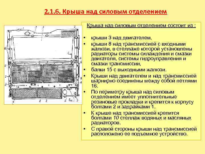 2. 1. 6. Крыша над силовым отделением состоит из : • • крыши 3