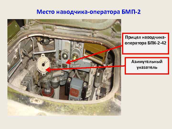 Место наводчика-оператора БМП-2 Прицел наводчикаоператора БПК-2 -42 Азимутальный указатель 