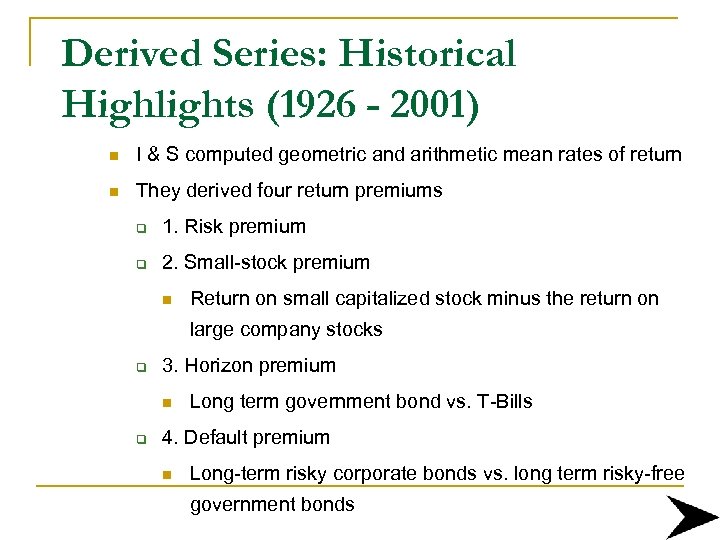 Derived Series: Historical Highlights (1926 - 2001) n I & S computed geometric and