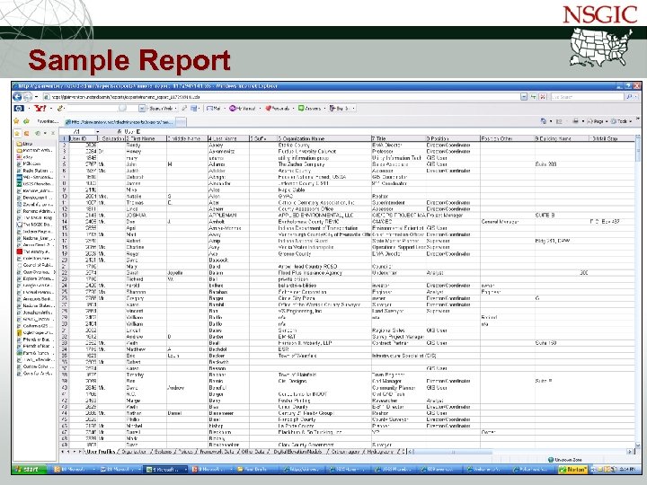 NATIONAL STATES GEOGRAPHIC INFORMATION COUNCIL Sample Report 