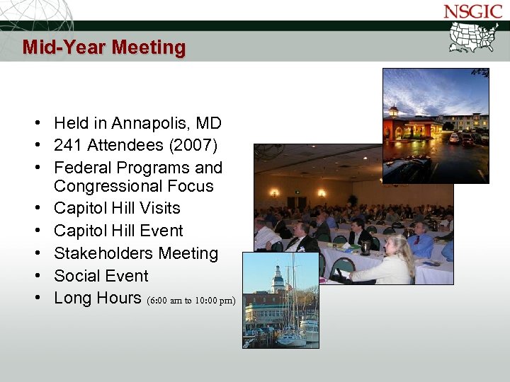 NATIONAL STATES GEOGRAPHIC INFORMATION COUNCIL Mid-Year Meeting • Held in Annapolis, MD • 241