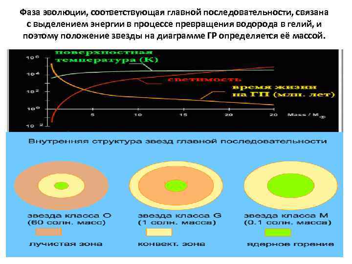 Фаза эволюции, соответствующая главной последовательности, связана с выделением энергии в процессе превращения водорода в