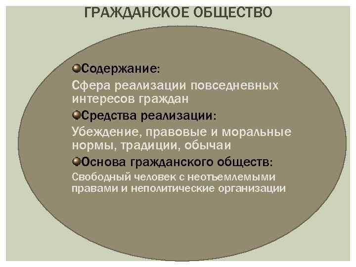 Средства общества. Средства реализации гражданского общества и государства. Содержание гражданского общества. Сфера реализации повседневных интересов граждан. Гражданские неполитические общества.