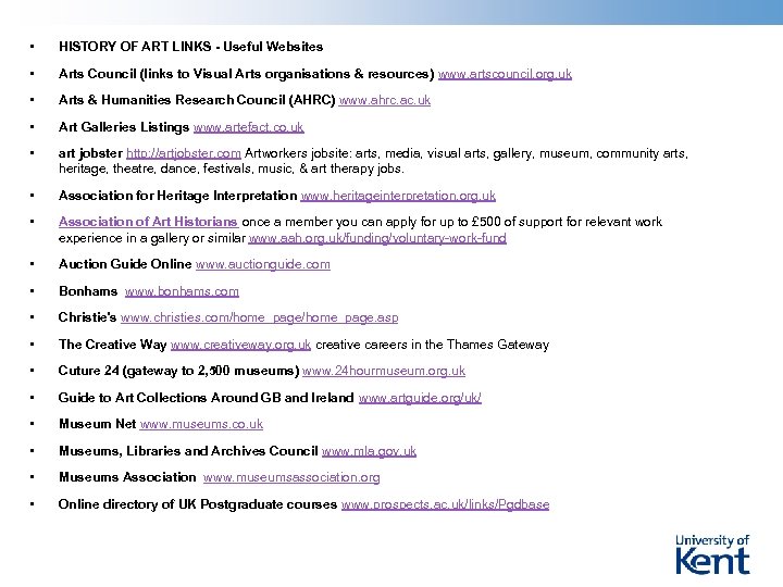  • HISTORY OF ART LINKS - Useful Websites • Arts Council (links to