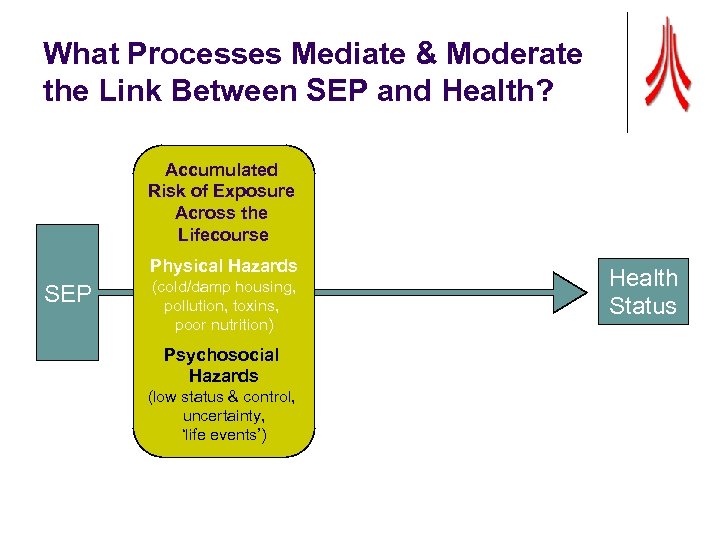 What Processes Mediate & Moderate the Link Between SEP and Health? Accumulated Risk of