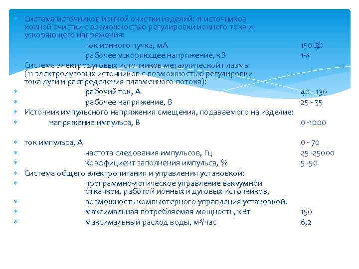 Система источников ионной очистки изделий: 11 источников ионной очистки с возможностью регулировки ионного