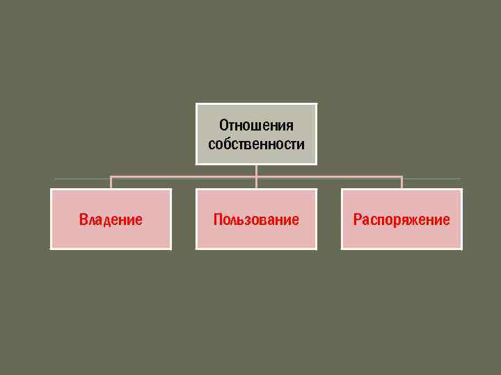 Отношения собственности Владение Пользование Распоряжение 
