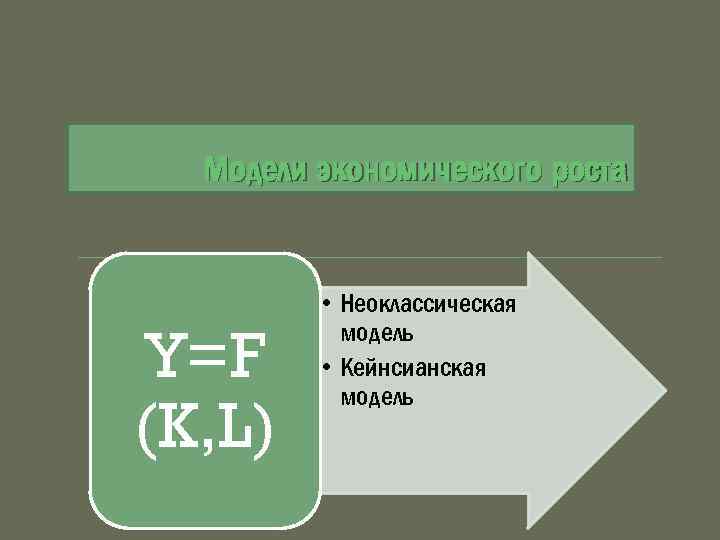 Модели экономического роста Y=F (K, L) • Неоклассическая модель • Кейнсианская модель 